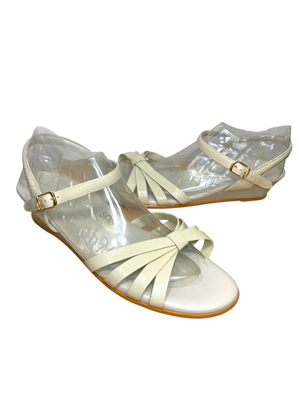 SAS Beige Comfort Strappy Low Wedge Sandals Sz 11 Classic Neutral Minimalist